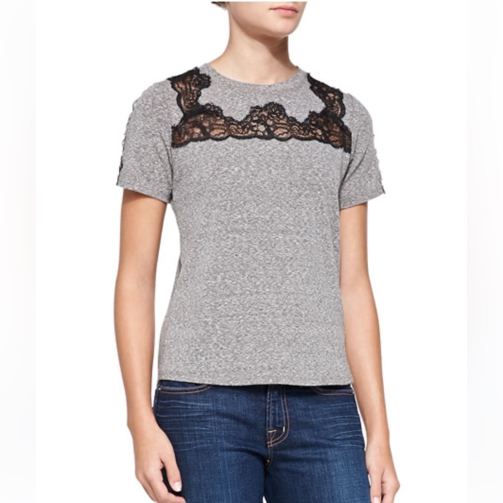 Rebecca Taylor
Lace-Inset Short-Sleeve Top